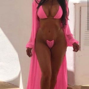 3 piece swim set (neon pink)